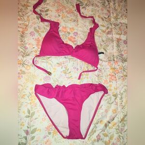 Ralph Lauren Hot Pink Ruffle Bikini Set